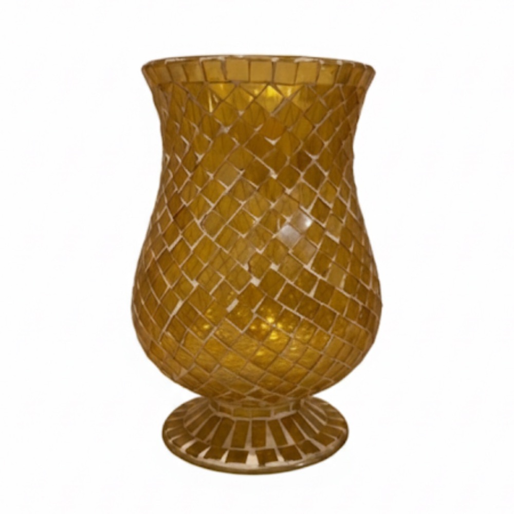 NWT Gold Mosaic Glass Vase Small Decorative Flower Bud Vase Made in India